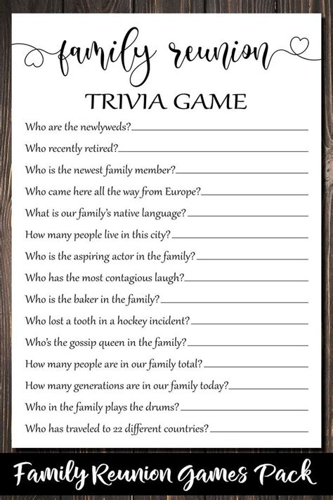 Family Reunion Printable Games