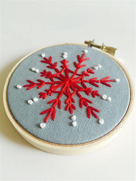 Snowflake Ornament Embroidered Ornament Christmas Ornament Embroidery ...