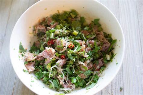 Authentic Laos Larb Som Moo - Sour Fermented Pork Salad Recipe