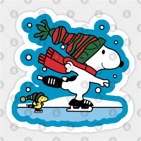 Snoopy Ice Skating - Snoopy Gifts - Sticker | TeePublic