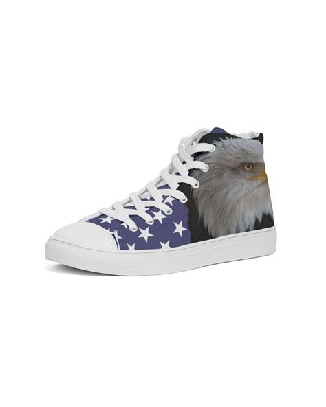 Men's Hightop Canvas Shoe Bald Eagle Sneakers Patriotic High Heel Sneakers, Sneaker Heels ...