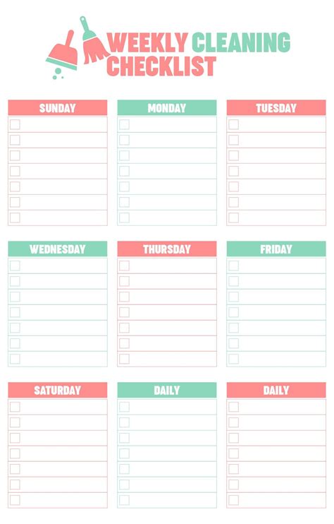 Blank Cleaning Checklist Template | Cleaning schedule templates ...