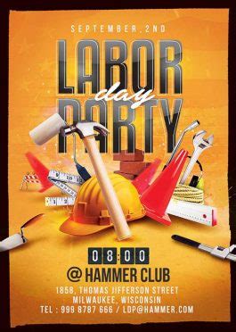 Workers Labor Day Celebration Party Flyer Template | N2N44 Graphic Design