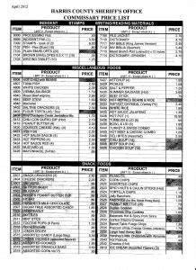 Harris county commissary price list - Texas Jail Project