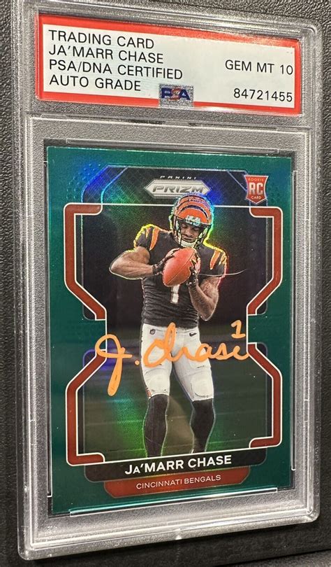 JAMARR CHASE Signed AUTO 2021 PRIZM GREEN ROOKIE FOOTBALL CARD 337 PSA GEM 10 | eBay