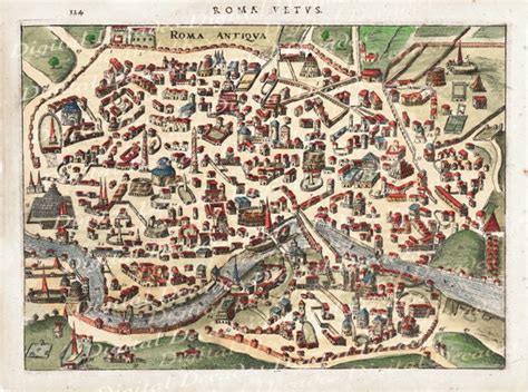 Ancient Rome Roma Roman Italy Italian City Map Digital Image Vintage Illustration - Etsy