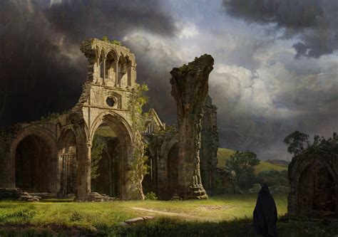 nature, ruins, castle, sky, clouds, Gothic architecture, artwork, ruin, Andrey Bakulin, trees ...