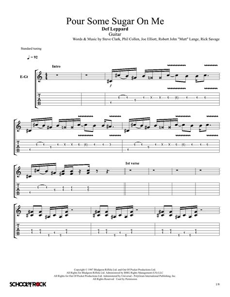 Billie Jean Sheet Music Michael Jackson School Of Rock – Guitar Tab ...