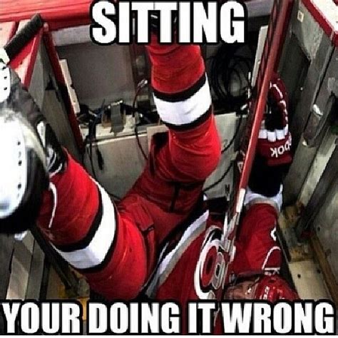 That's not how you sit on the bench | Hockey humor, Oilers hockey, Ice ...