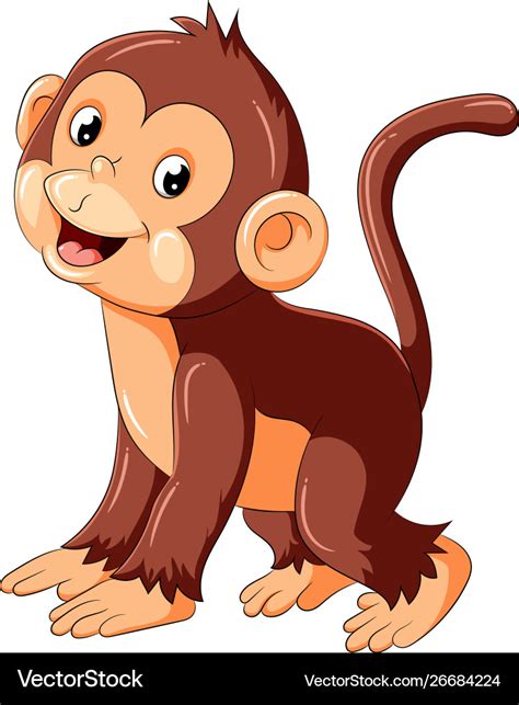 Happy monkey cartoon walking Royalty Free Vector Image