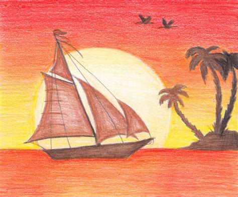 Sunset Sketch Pencil at PaintingValley.com | Explore collection of ...