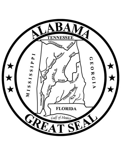 Alabama State Symbols Coloring Pages - Alabama Seal State Coloring Bird ...