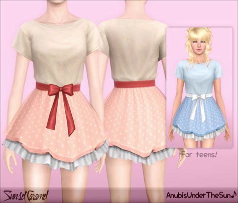 Anubis - Sims Stuff: Sunset Caramel ~ Kawaii Mini Dress for Teen-to-Adult