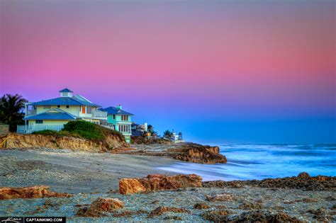 Houses Along the Beach on Hutchinson Island Next to Bathtub Beach