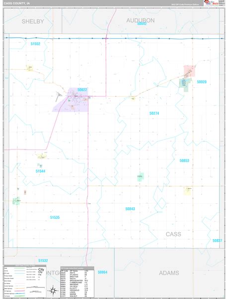 Cass County, IA Wall Map Premium Style by MarketMAPS - MapSales