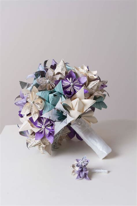 Origami Bridal Bouquet, Paper Flower Bouquet, Book Page Bouquet, Bridal ...