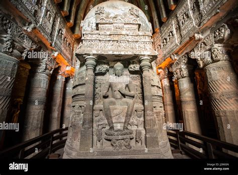 Inside the Chaitya Griha at Ajanta Caves, Aurangabad, Maharashtra, India Stock Photo - Alamy