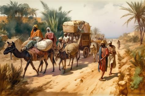 Premium Photo | Caravan of merchants and their goods traveling the ancient trade route created ...