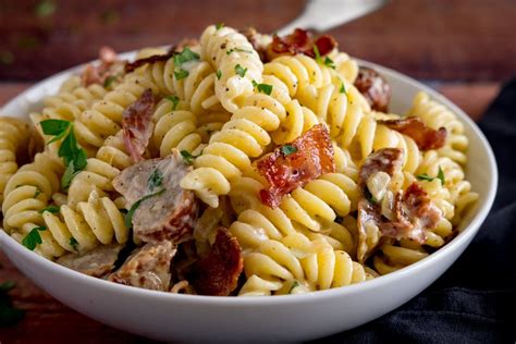 Creamy Sausage Pasta with Bacon - Nicky's Kitchen Sanctuary