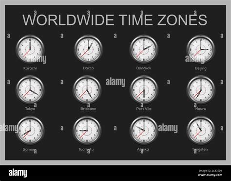 Digital World Map With Time Zone Clocks Stock Vector - vrogue.co
