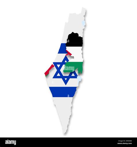 A Palestine Israel flag map with clipping path 3d illustration Stock ...