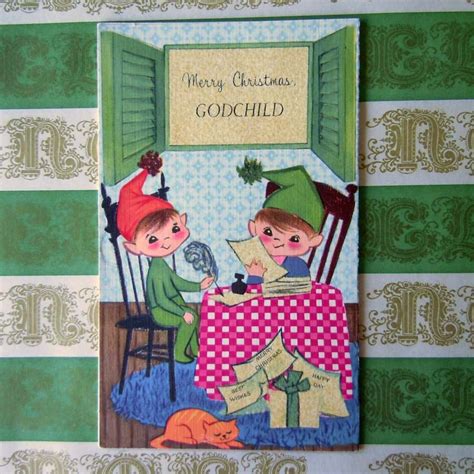 Elf Christmas Card, Merry Christmas, Godchild, Vintage Greeting Cards, Recycling, Greetings ...