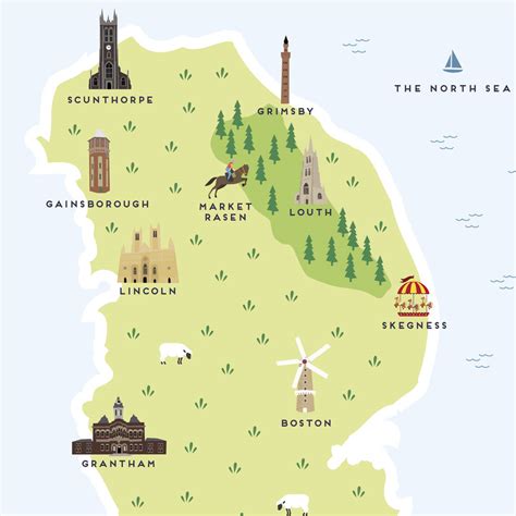 Map Of Lincolnshire Print By Pepper Pot Studios