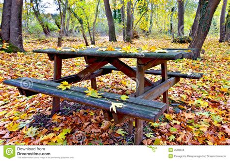 Wooden table and bench stock photo. Image of destination - 7558044