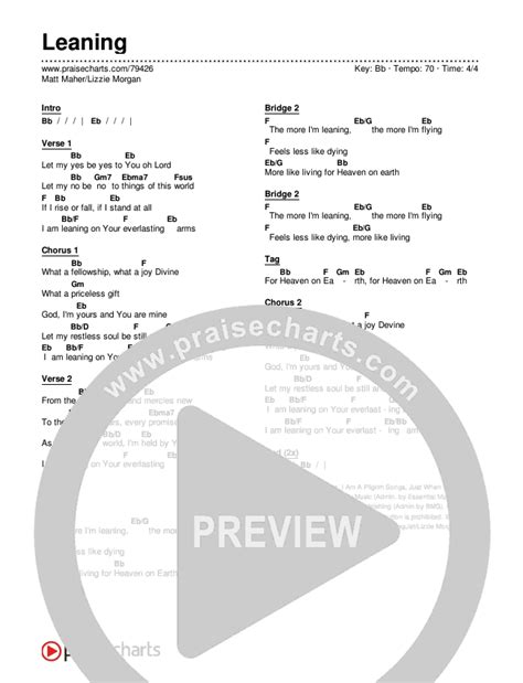 Leaning Chords PDF (Matt Maher / Lizzie Morgan) - PraiseCharts