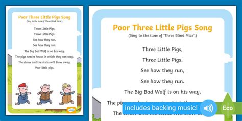 Poor Three Little Pigs Song (teacher made) - Twinkl