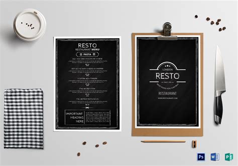 Modern Restaurant Menu Classic Design Template in PSD, Publisher, Word