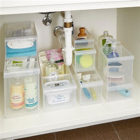 Stackable Under Sink Organization Starter Kit | Stackable plastic storage bins, Under sink ...