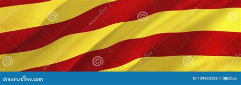 Catalonia Flag. Flag of Barcelona. 3D Waving Flag Design,3D Rendering. the National Symbol of ...