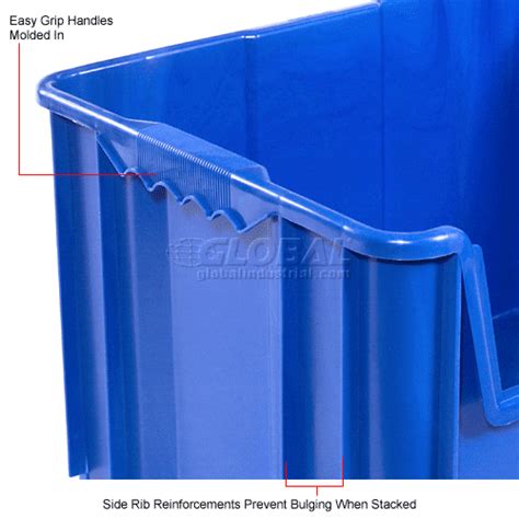 Global Industrial™ Plastic Hopper Bin, 19-7/8"W x 15-1/4"D x 12-7/16"H, Blue - Pkg Qty 3 ...