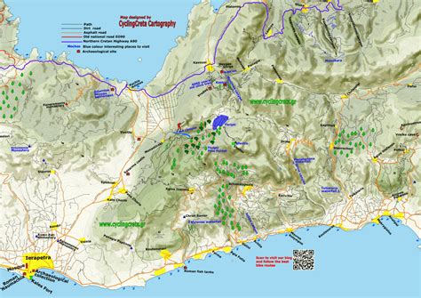 Detailed map of Ierapetra Thripti mountains Makry giallos Crete