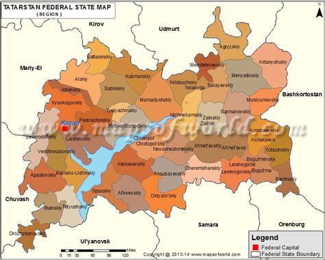 Tatarstan Map, Republic of Tatarstan, Russia