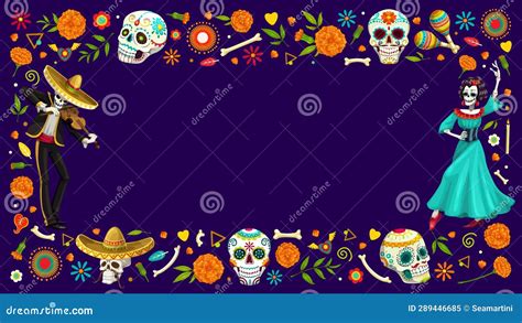 Dia De Los Muertos Day of the Dead Holiday Frame Stock Vector ...