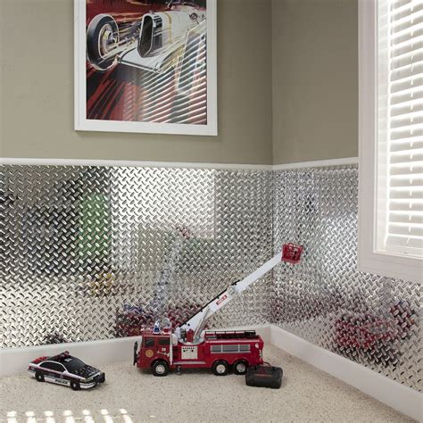 Diamond Plate in Brushed Aluminum Vinyl Wall Panels, Decorative Wall Panels, Kids Bedroom ...