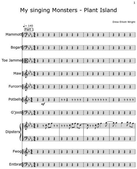 My singing Monsters - Plant Island - Sheet music for Contrabass, Cello, Viola, Violin, Flute ...