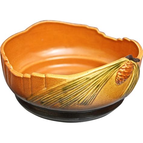 Roseville Pottery PineCone Bowl #426-6”, Brown SOLD on Ruby Lane
