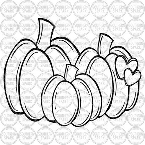 3 Pumpkins Outline SVG / Pumpkin Outline SVG / Fall SVG / - Etsy ...