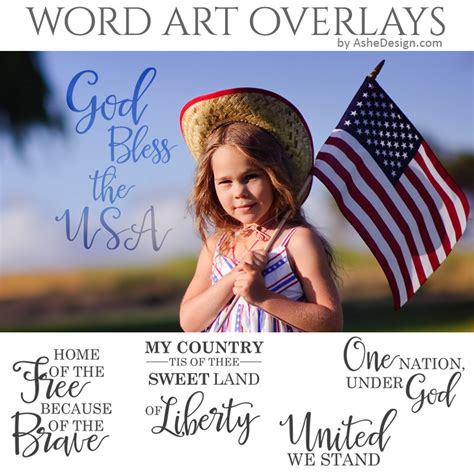 Patriotic Word Art Quotes Photo Overlays for Scrapbooking - Etsy