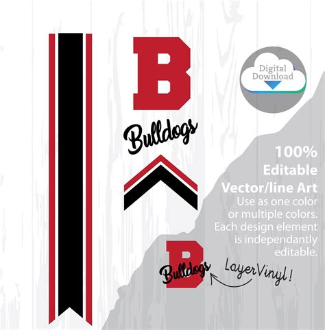 Cheer Bow Template - BULLDOGS - Stripes & Arrow Tails svg for Vinyl ...