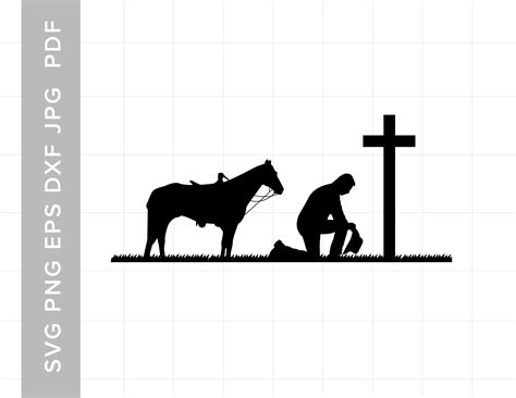 Cowboy Kneeling Praying Svg Horse Digital Download for Cricut and Silhouette Includes Svg Dxf ...
