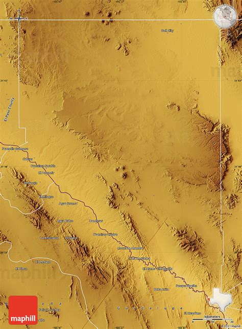 Physical Map of Hudspeth County