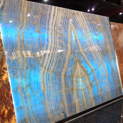 Blue Color Onyx Stone Slab,Cheap Blue Marble Wall Panel Tile from China - StoneContact.com