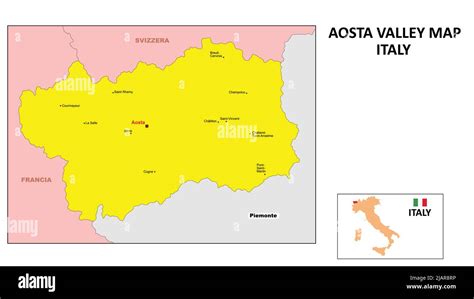 Aosta Valley Map. State and district map of Aosta Valley. Political map of Aosta Valley with the ...