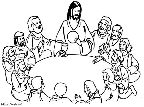 Jesus Sharing Bread In The Last Supper coloring page