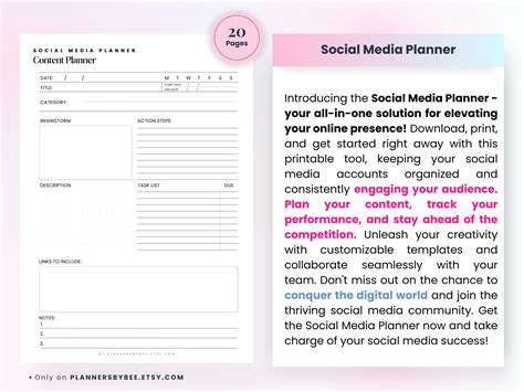 Social Media Planner Content Planner Social Media Manager - Etsy