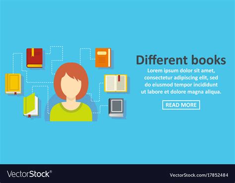 Different books banner horizontal concept Vector Image